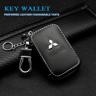 Fin1 กระเป๋าใส่กุญแจรีโมทรถ มิตซูบิชิ พวงกุญแจ กระเป๋าใส่กุญแจ Mitsubishi Car Key Holder Wallet 3055