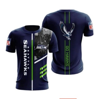 เสื้อยืดแขนสั้น พิมพ์ลาย NFL 3 มิติ สวมใส่สบาย ระบายอากาศได้ดี แฟชั่นฤดูร้อน สไตล์ยุโรป และอเมริกา สําหรับผู้ชาย