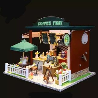 [พร้อมส่ง] บ้านตุ๊กตาdiy ร้านกาแฟ COFFEE TIME ไม่มีฝาครอบกันฝุ่น