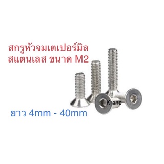 สกรูหัวจมเตเปอร์ สแตนเลส ขนาดM2 ยาว4-40mm