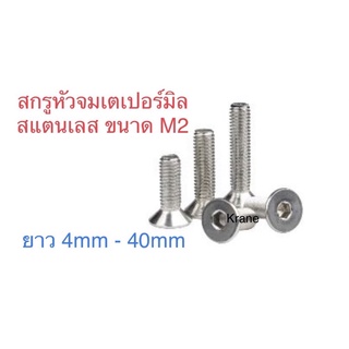 สกรูหัวจมเตเปอร์ สแตนเลส ขนาดM2 ยาว4-40mm