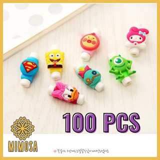 MIMOSA (100 ชิ้น) ที่กันสายชาร์จหัก  คละลาย ตัวล๊อกสาย รุ่นตัวยาว 3D Charger Cable Protector