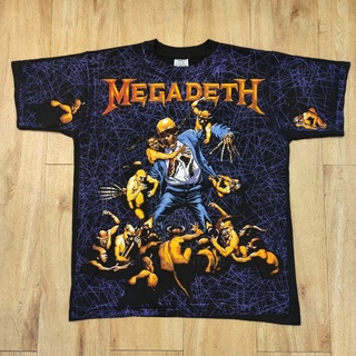 (ด้ายม่วง) Megadeth OVP เสื้อวง เสื้อทัวร์ วงร็อก