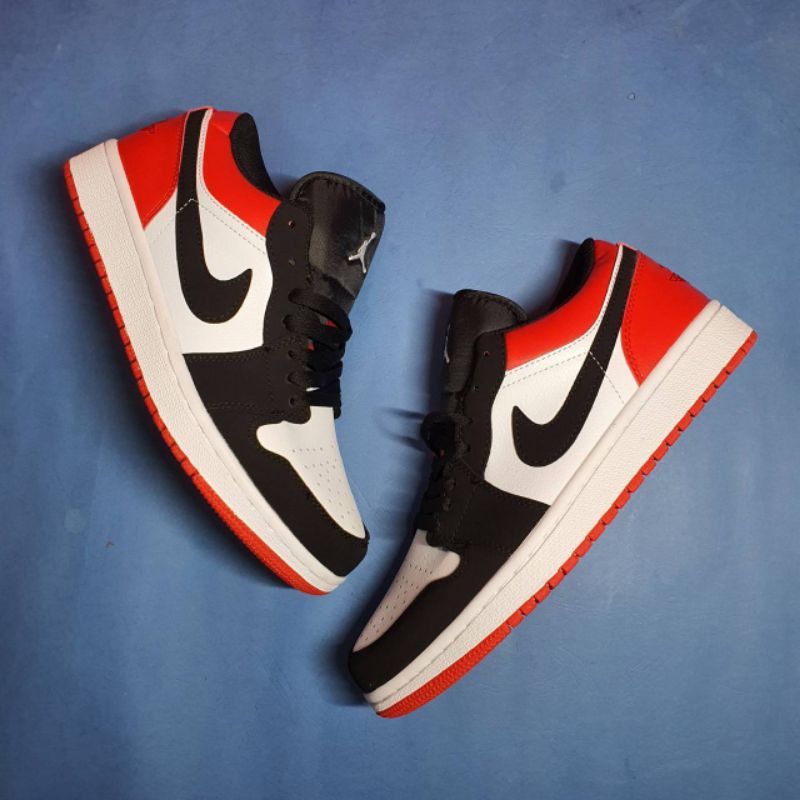 Nike Air Jordan 1 Low Black Toe คุณภาพดั ้ งเดิม 8aqh