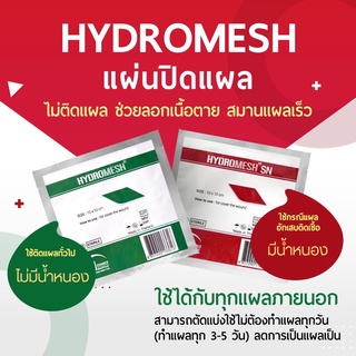 แผ่นปิดแผล hydromesh ถูก ดี แผลหายเร็ว ลอกไม่เจ็บ ไม่ต้องทำแผลทุกวัน ชุด 5 แผ่น และ 10แผ่น ฆ่าเชื้อ/ไม่ฆ่าเชื้อ