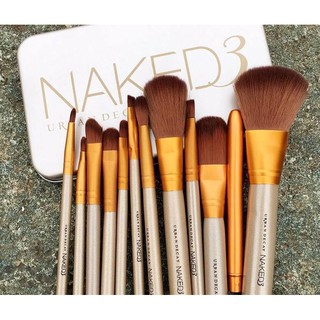 ชุดแปรงแต่งหน้ากล่องเหล็ก Naked3 12 ชิ้น