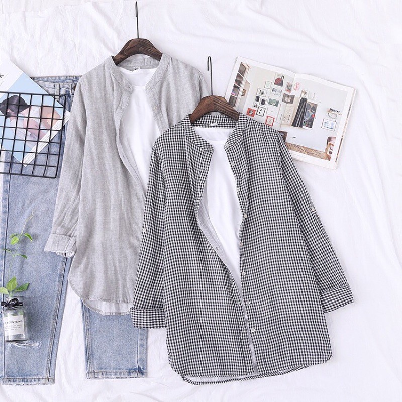 [ตัวยาว] เสื้อตัวยาว คอจีน พับแขน ยาว 29 นิ้ว เสื้อขาวไปวัด HerbieStyle สไตล์ญี่ปุ่น