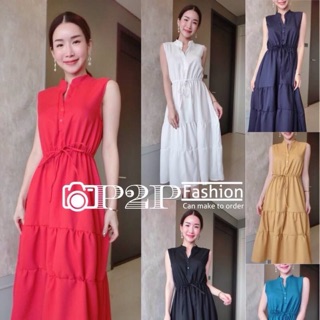 NO.098  👗Sleeveless dress 👗  แม็กซี่เดรสเชิ้ตแขนกุด