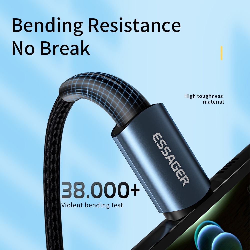 Essager Type-C สายชาร์จเร็ว PD100W 60W สําหรับโทรศัพท์ Xiaomi Samsung Android สายชาร์จเร็ว - ภาพย่อย 3