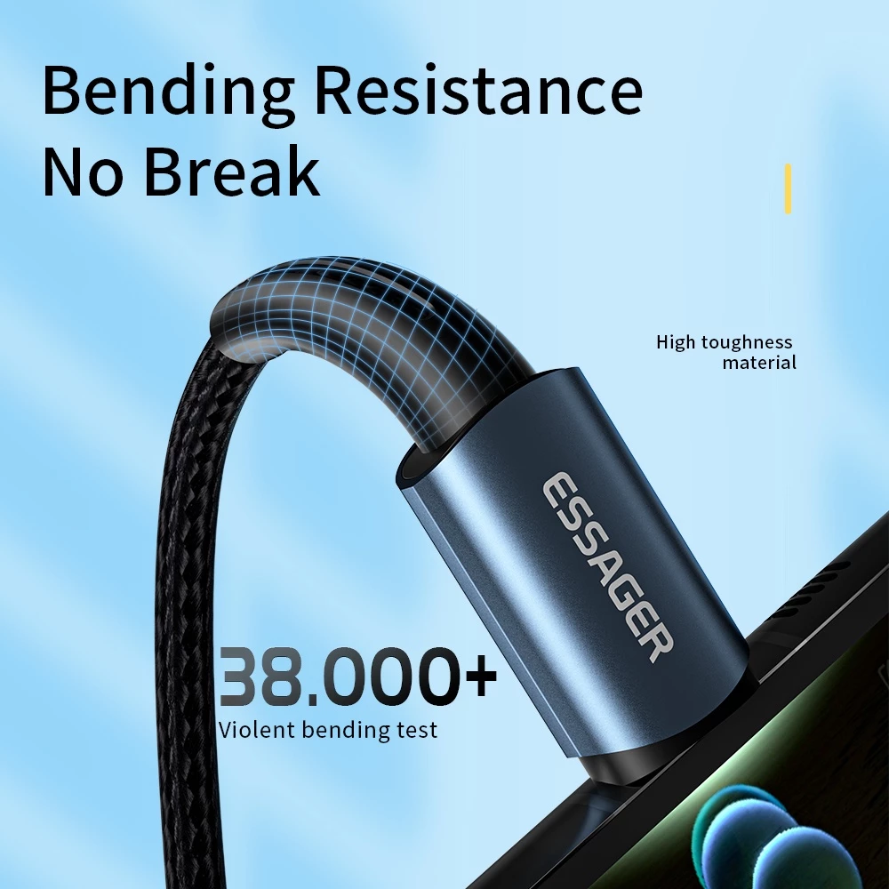 Essager Type-C สายชาร์จเร็ว PD100W 60W สําหรับโทรศัพท์ Xiaomi Samsung Android สายชาร์จเร็ว thumbnail 5