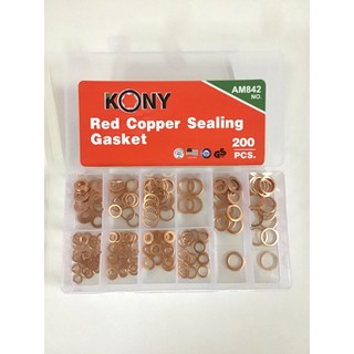 วงแหวนทองแดงชุดปะเก็นน็อต ขนาด 200 ชิ้น มี 10 ขนาด Red Copper Sealing Gasket KONY