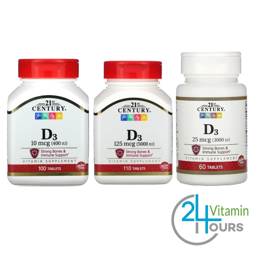 [พร้อมส่ง] 21st Century , D3, ขนาด 400 IU / 1,000 IU / 5,000 IU - Vitamin D3 D-3 วิตามิน ดี 3 บำรุงก