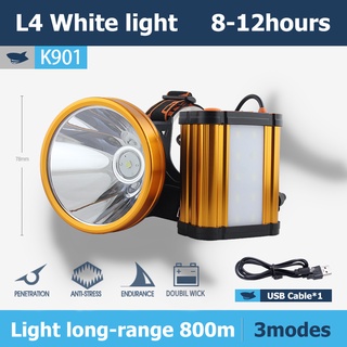 Smilingshark K901 ไฟคาดหัว ไฟหน้า LED ทรงพลัง 2000lumens ไฟหน้าแบบชาร์จไฟได้ 3 โหมดกันน้ำสำหรับกลางแจ้งแคมป์ปิ้งทำงานเดินป่าตกปลา