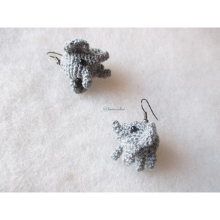 ต่างหูถักโครเชต์ รูปช้าง earrings crochet