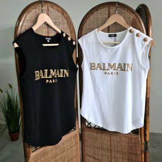 เสื้อยืดแขนกุด งาน Balmain