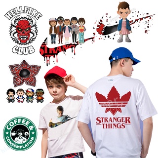 แผ่นสติกเกอร์รีดร้อน ลาย Stranger Things ซักล้างได้ สําหรับตกแต่งเสื้อยืด DIY