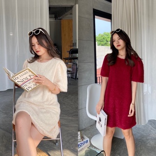 chuuchop_พร้อมส่ง(C7590) 🧸🧽 AVA FLUFFY mini dress มินิเดรสสั้นขนปุย มี2สี