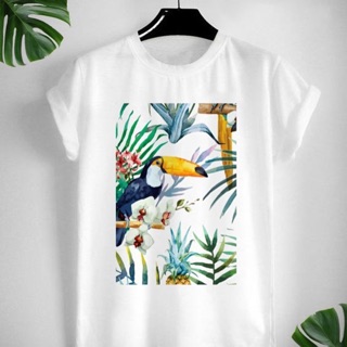 เสื้อยืดสกรีนลายแนว Tropical ใส่สบาย ไม่ยืด ไม่ย้วย