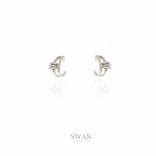 SWAN - The New Ear Cuff ต่างหูหนีบเงินแท้ คล้องหู ฝังเพชรคิวบิคเซอร์โคเนีย cubic zirconia