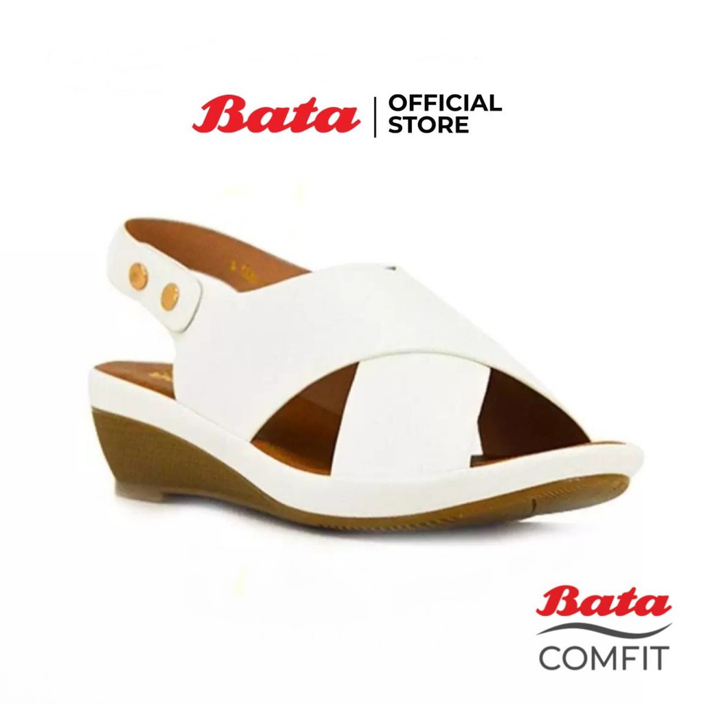 Bata COMFIT รองเท้าส้นสูง WEDGE SANDAL แบบรัดส้น สูง 1.5 นิ้ว สีขาว รหัส 6611537 Ladiescomfort Fashion