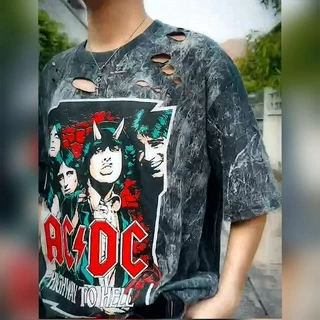 เสื้อขาด เสื้อโอเวอร์ไซส์ ลายการ์ตูน/ลายน่ารัก อก44-46" ยาว28" ผ้าคอตตอน ผ้าฟอก แต่งขาดแฟชั่น ใส่ได้ทั้งผู้ชายและผู้หญิง