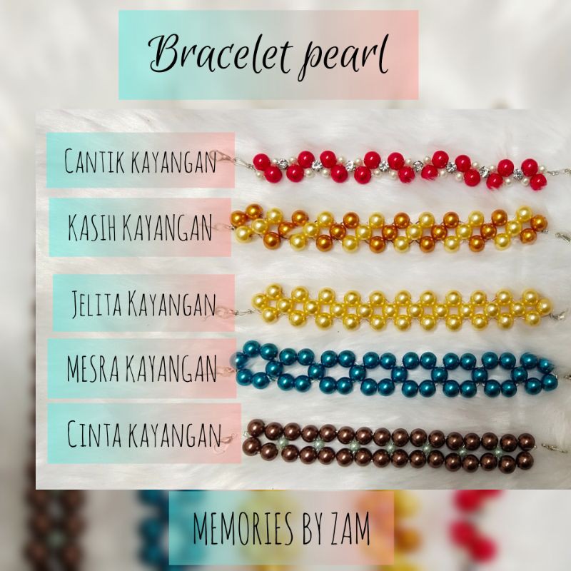 สร้อยข้อมือ pearl gelang manik gelang cantik gelang วันเกิดหวาน