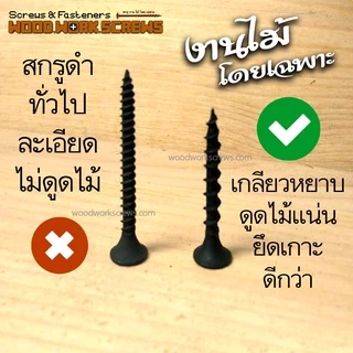 สกรูดำ เกลียวหยาบพิเศษ งานไม้โดยเฉพาะ แบ่งขาย 100กรัม ถุงเล็ก ตะปูเกลียว เกลียวปล่อย ตะปูเกลียวหยาบ สำหรับยึดไม้