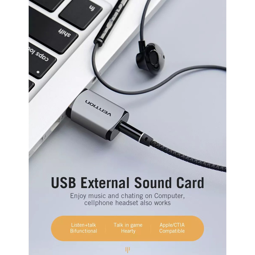 Vention(CDNH0) Sound Card USB Audio Interface External Sound card USB Adapter 3.5mm