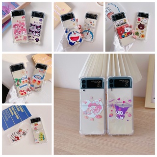 เคสโทรศัพท์มือถือแบบใส กันกระแทก สี่มุม ลายการ์ตูนน่ารัก สําหรับ Samsung Galaxy Z Flip 3 Z Flip3