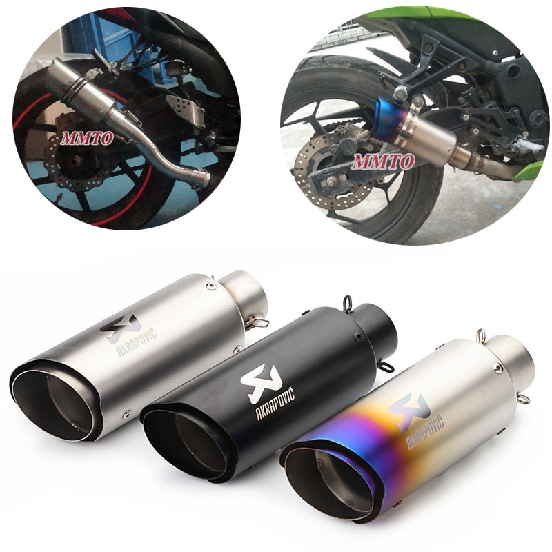 รถจักรยานยนต์ท่อไอเสียท่อไอเสีย 51 มม. Akrapovic Universal สแตนเลสสําหรับ Pitbike GY6