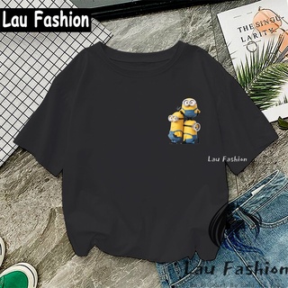 Lau เสื้อยืดแขนสั้น พิมพ์ลาย Minion 2 Kevin Bob Stuart Papoy น่ารัก แฟชั่นสําหรับผู้หญิง S-XXL