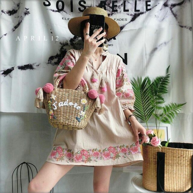 เดรสสไตล์โบฮีเมียนงานปัก : สินค้าพร้อมส่ง