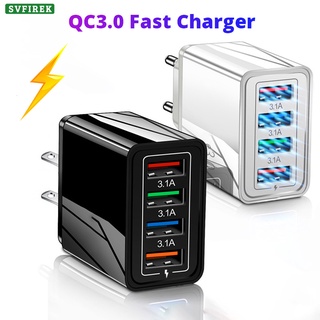 อะแดปเตอร์ชาร์จ USB QC3.0 4 ช่อง แบบพกพา สําหรับโทรศัพท์มือถือ