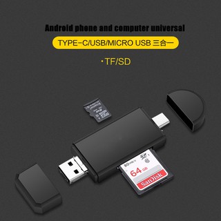 Type C &amp; Micro Usb &amp; Usb 3 In 1 Otg การ์ดรีดเดอร์ Otg Tf / Sd