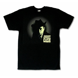 เสื้อยืด ผ้าฝ้าย 100% พิมพ์ลาย Johnny Cash Rays สีดํา สําหรับคู่รักSize S-5XL