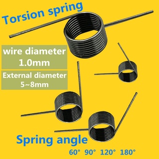สปริงแรงบิด D1.0 มม. เส้นผ่านศูนย์กลางภายนอก 5 มม. ~ 10 มม. มุมสปริง 60/90/120/180°