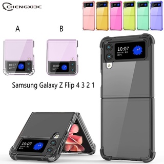 เคสโทรศัพท์มือถือแบบนิ่ม ใส ฝาพับ สําหรับ Samsung Galaxy Z Flip 4 3 2 1 5G