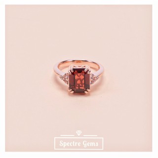 แหวนเงินแท้ 925 พลอยแท้ Sterling Silver Ring 92.5% topped with Garnet (Red) ชุบ 18K โรสโกลด์ *พร้อมส่ง*