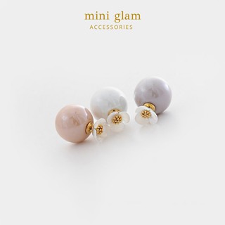 Miniglam Field Rose Flower Ball Earrings ต่างหูทรงกลมดอกไม้ฟิลโรส