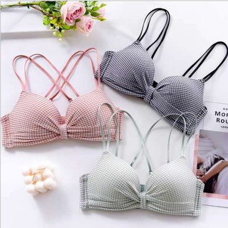 สินค้าพร้อมส่งจากไทย💥Angle Bra 💥 (N418) เสื้อชั้นในลายสก๊อต ทรงสวย เซ็กซี่ สวมใส่สบาย