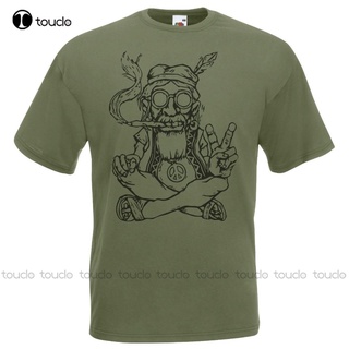 [S-5XL] ใหม่ เสื้อยืดลําลอง แขนสั้น พิมพ์ลาย Olive Green Hippy Peace Gents Weed Hippie 420 สไตล์คลาสสิก สําหรับผู้ชาย ผู