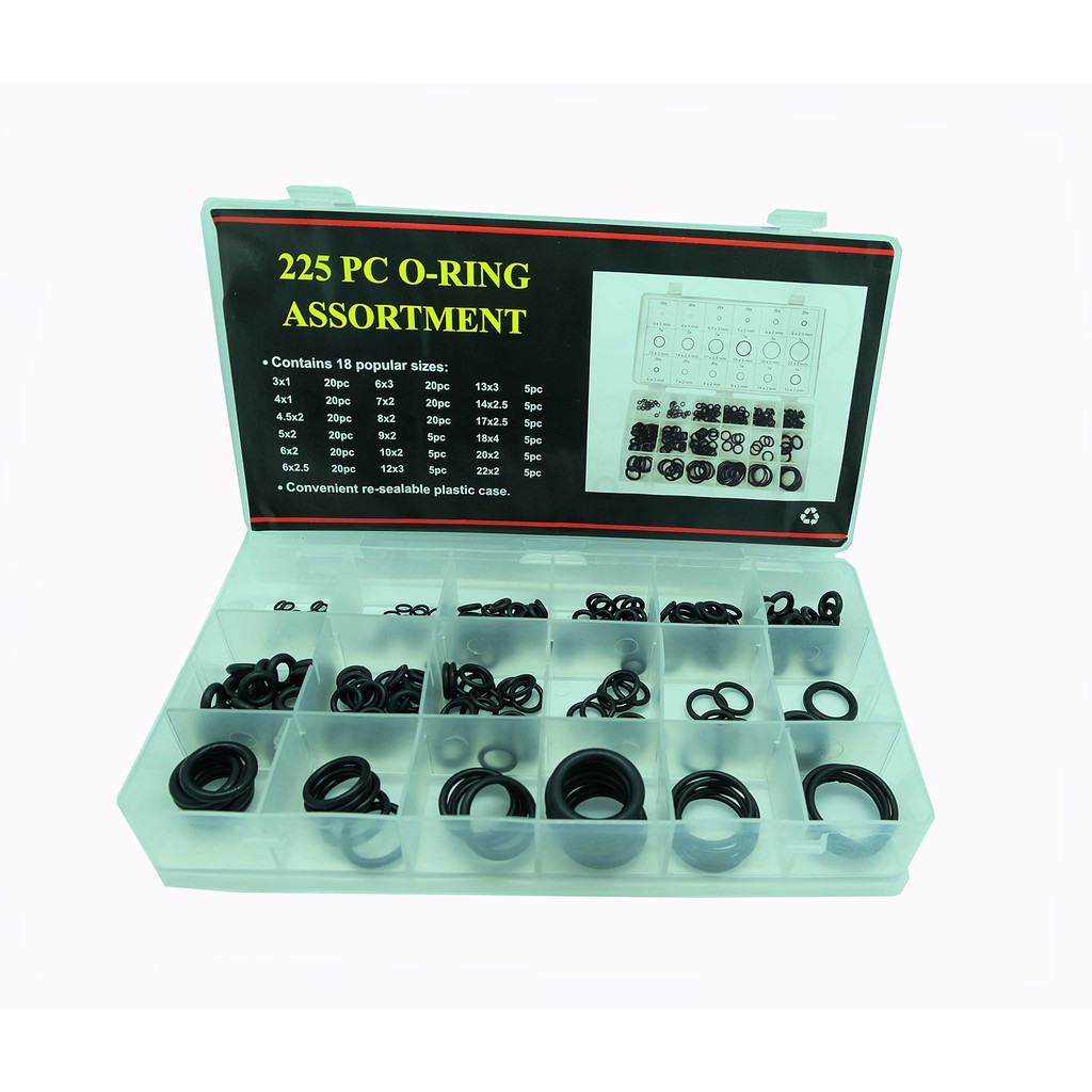 NBR Rubber O Ring Kit 225 ชิ้น O-Ring Assortment พร้อมกล่อง