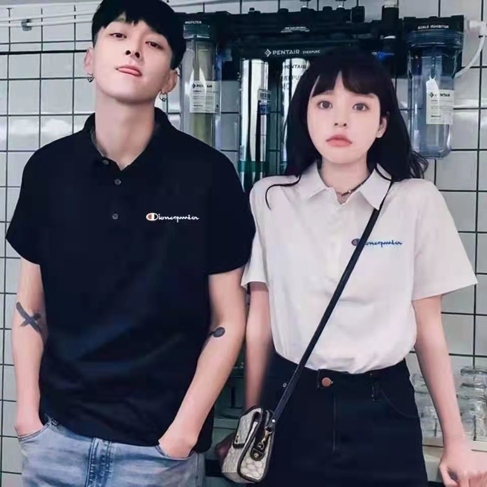 เสื้อโปโลแขนสั้น ผ้าฝ้ายแท้ ปักลาย ทรงหลวม สไตล์ญี่ปุ่น สตรีท สําหรับผู้ชาย และผู้หญิง