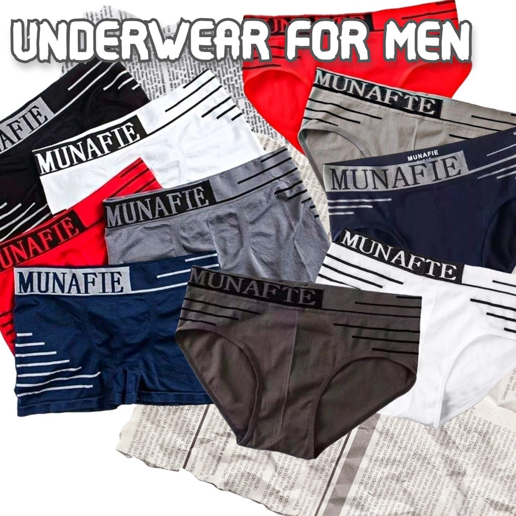 Underwear 14 บาท MUNAFIE กางเกงในผู้ชาย ขาเว้า บ๊อกเซอร์ boxer กางเกงในชาย มีถุงซิปทุกตัว Men Clothes