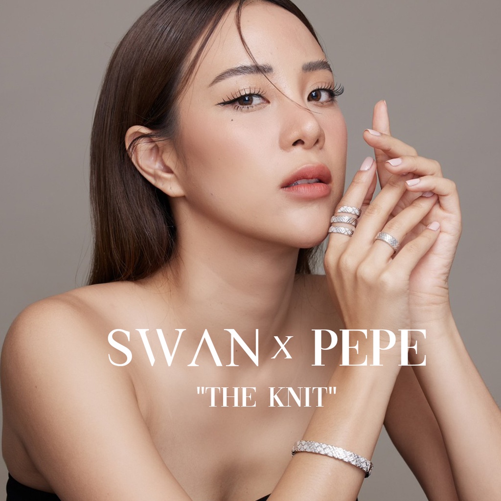 SWAN خاتم فضة VRT Knit بنقش منسوج — صورة 6