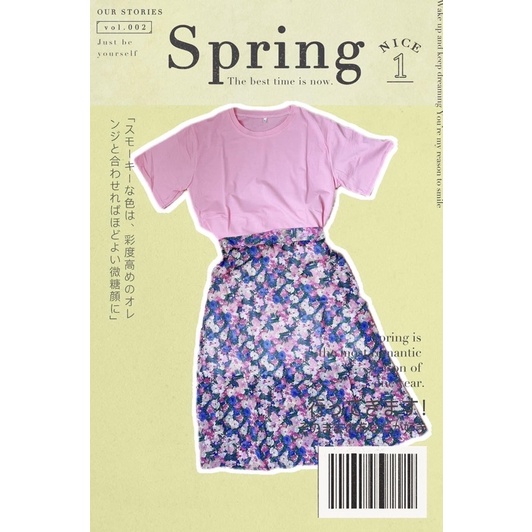 ชุดเซตเสื้อ+กระโปรงลายดอกผ้าพริ้ว