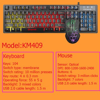 Marvo Scorpion KM409 Gaming Keyboard+Mouse ชุดคอมโบเกมมิ่ง คีย์บอร์ด+เมาส์มีไฟ7สี - HITECHubon