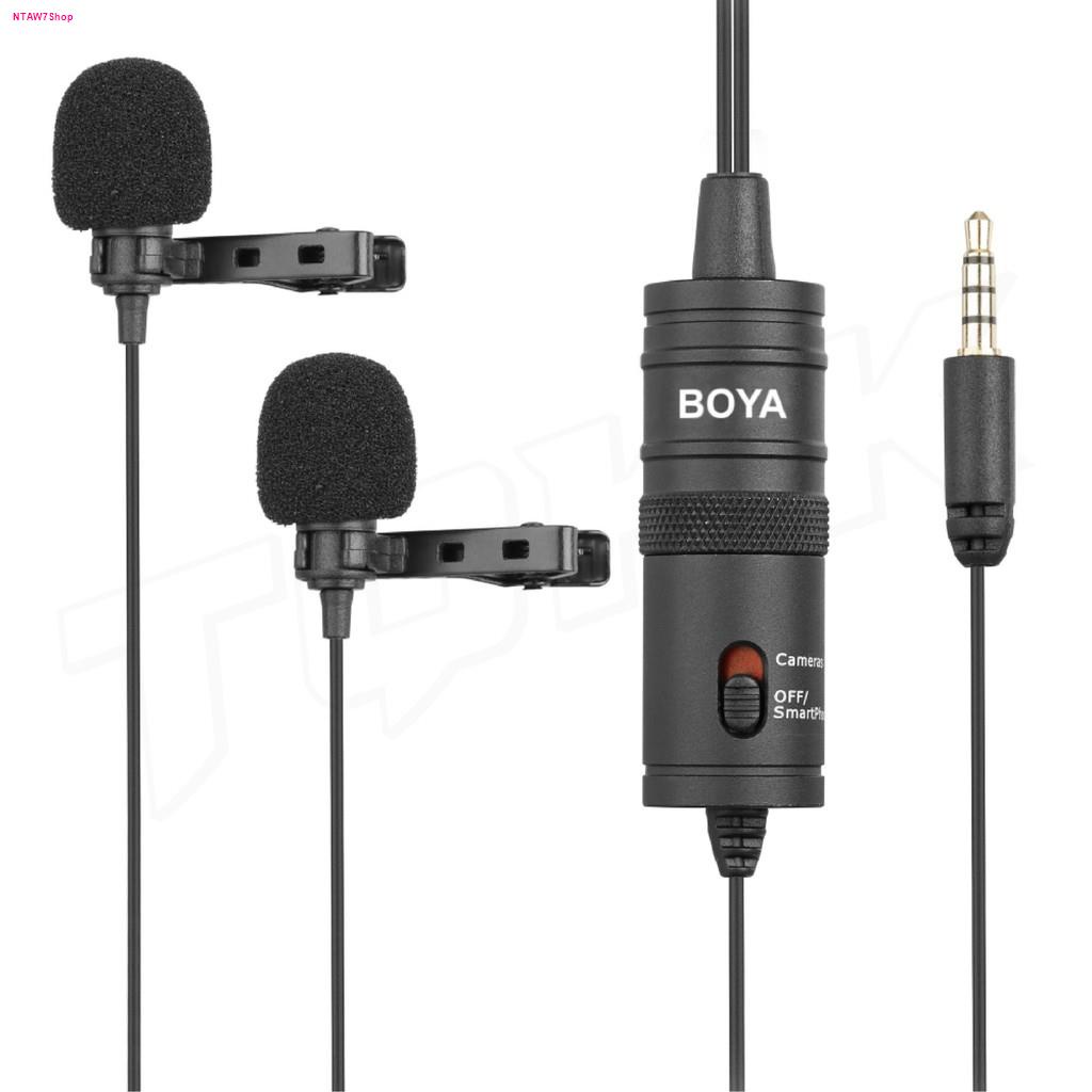 Boya By-M1DM 6 M Kabel Dual-Head Lavalier Revers Clip-On Microfoon Voor