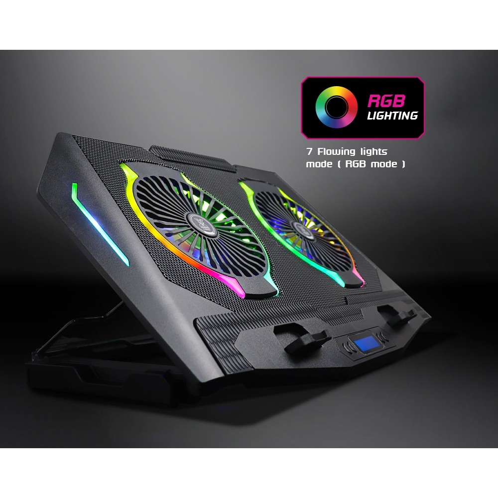 Nubwo พัดลมระบายความร้อนโน้ตบุ๊ค ตกแต่งด้วยไฟ RGB รองรับเครื่อง 9-17 นิ้ว รุ่น NX-F2 รับประกัน 2 ปี