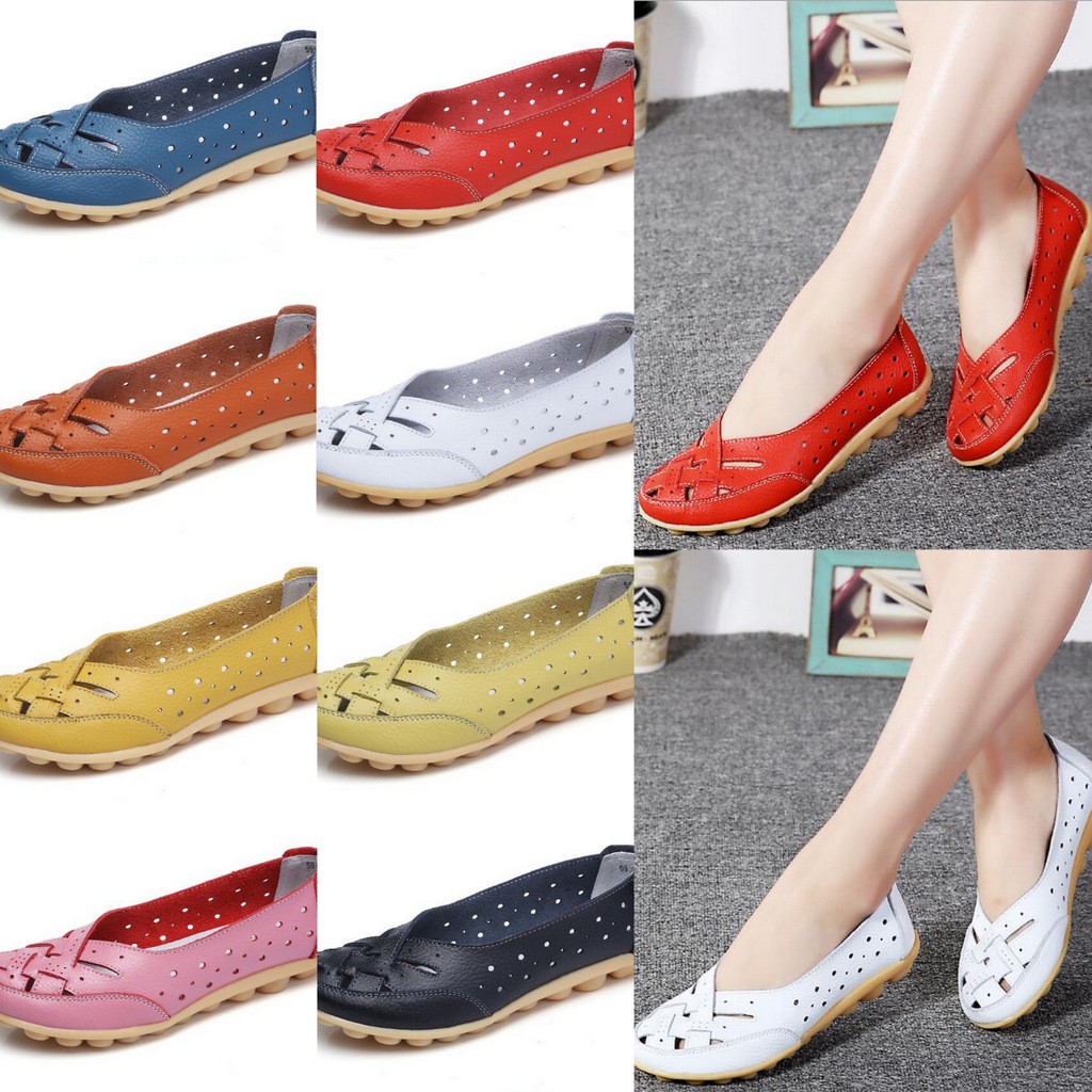 {kasut wanita 35-41} Lady Slip on shoes รองเท้าส้นแบนผู้หญิงสีขาว